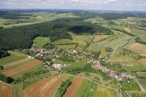 Der Ortsteil Münchhöf-Homberg aus der Vogelperspektive