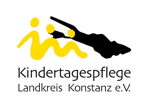 Das Logo des Kindertagespflege Landkreis Konstanz e.V. ist hier in den Farben schwarz und gelb auf weißem Hintergrund zu sehen